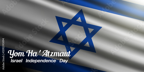 Happy Israel Independence Day. Israel flag and light. Great for posters, banners, social media and more. White background.