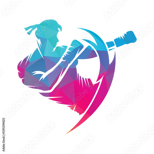 kick boxing logo vector icon. kick boxer attack sport logo icon vector.