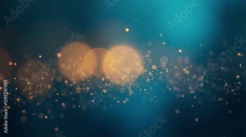 Falling yellow and blue lights gala, abstract sparkle dust particles light dark pattern bokeh background	