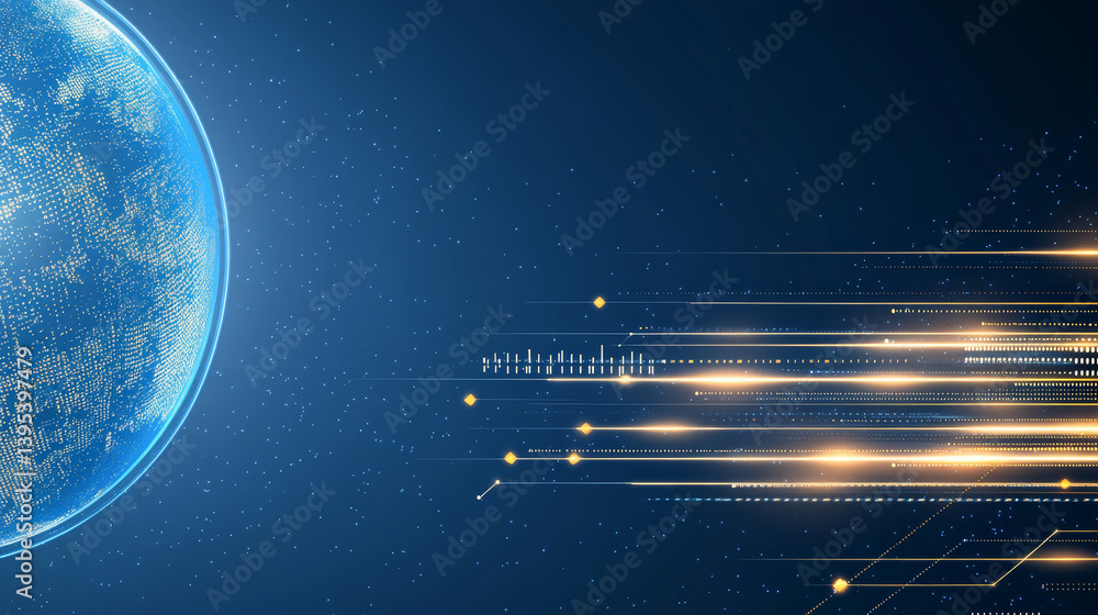 Obraz premium Business chart with blue background and Earth