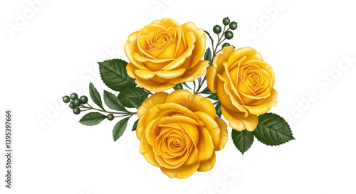 Isolated Bouquet of Yellow Roses