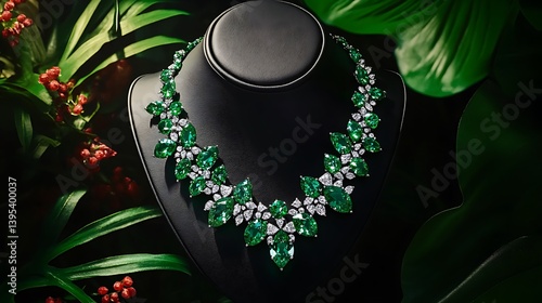 A captivating photoshoot of a necklace with Luminary Luxe and Divine Adornments, presented as Luxury Jewelry with Bold Statements, captured from a top view 