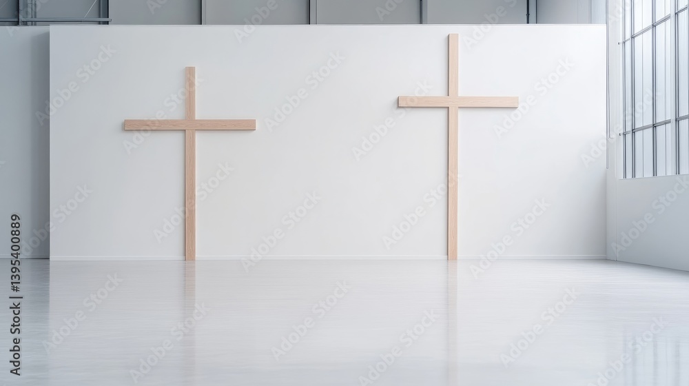 Naklejka premium Empty modern space with crosses