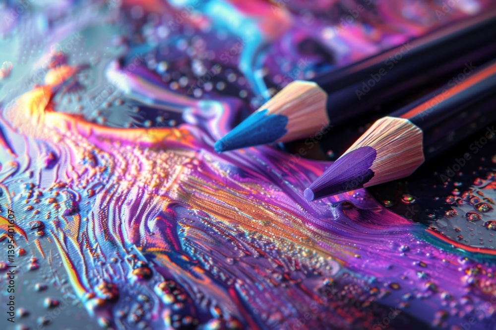 Fototapeta premium vibrant coloring pencils on dark surface