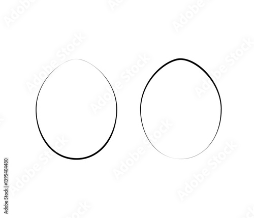 Simple easter eggs template. Black outline, minimalist easter graphics and elements, vector illustration isolated on white background
