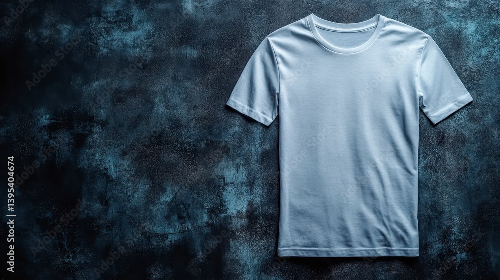 Plain White T-Shirt on Dark Textured Background Perfect for Minimalist Fashion Mockups and Creative Presentations Plain White T-Shirt on Dark Textured Background Perfect for Minimalist Fashion Mockups and Creative Presentations