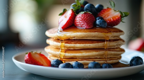 Pancakes with Berries and Syrup