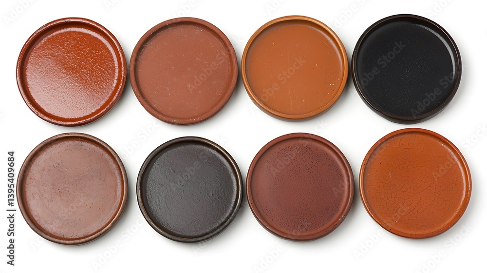 Assorted Round Ceramic Plates in Earthy Tones for Table Setting Assorted Round Ceramic Plates in Earthy Tones for Table Setting