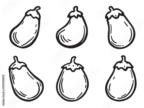 Eggplant line art simple botanical illustration vintage food outline drawing 