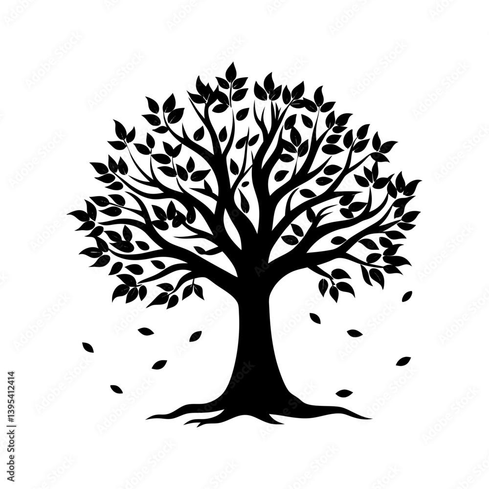 Obraz premium Fall Tree Silhouette vector illustration