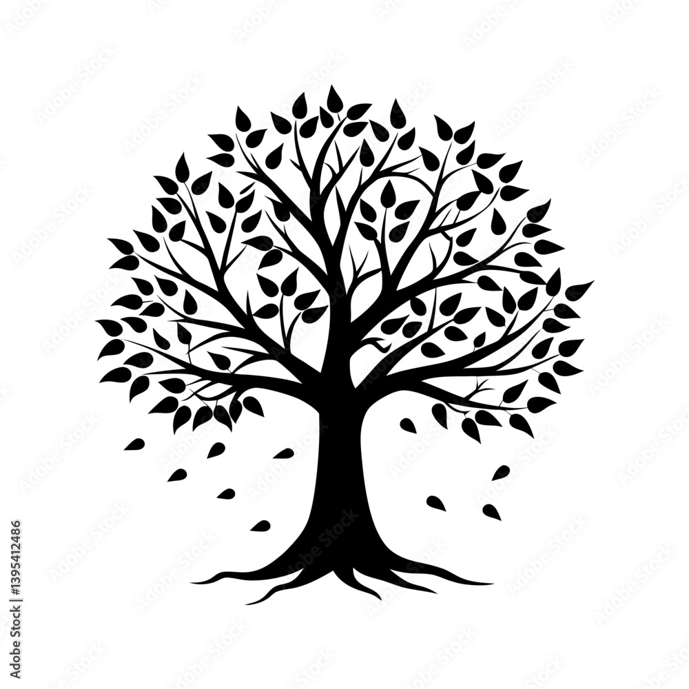 Fototapeta premium Fall Tree Silhouette vector illustration