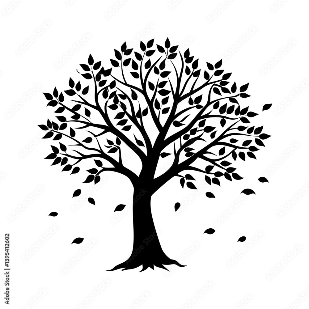 Obraz premium Fall Tree Silhouette vector illustration