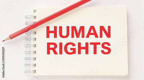 Human rights concept on notepad with red pencil