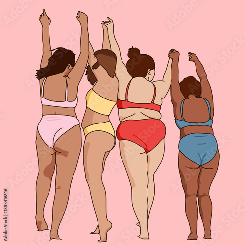 Group of Confident Women in Swimwear