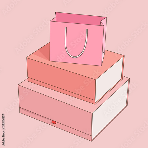 Pink Shopping Boxes and Bag
