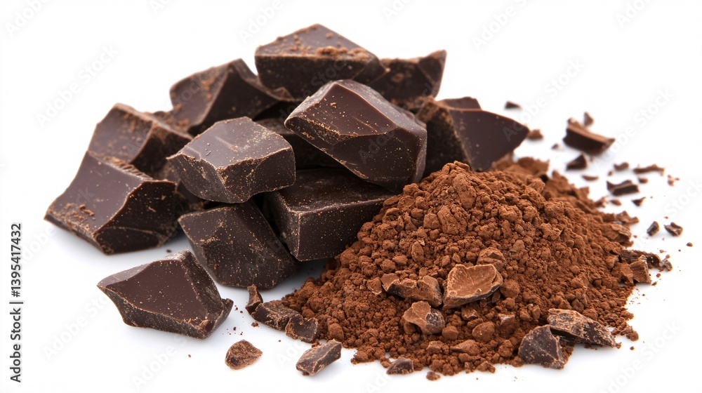 Fototapeta premium Indulgent Dark Chocolate Pieces Coated in Rich Cocoa Powder Delicacy