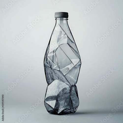 Abstract shattered plastic bottle