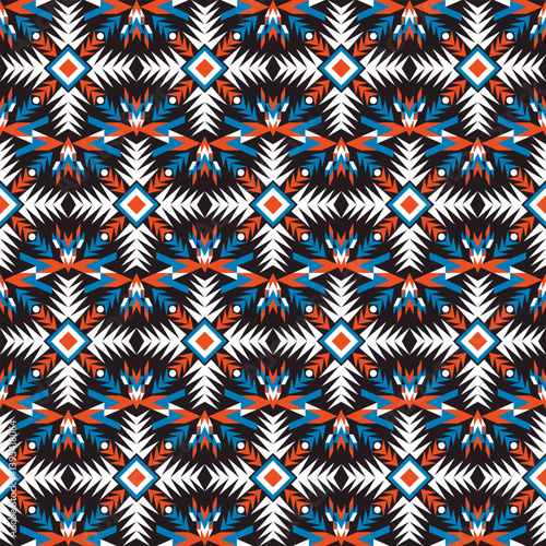 American tribal ethnic native pattern seamless.Traditional Navajo,Aztec,Apache,Southwest and Mexican style fabric pattern.Abstract vector motif pattern.For fabric,clothing,blanket,woven,wrap,decorate.