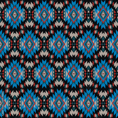 American tribal ethnic native pattern seamless.Traditional Navajo,Aztec,Apache,Southwest and Mexican style fabric pattern.Abstract vector motif pattern.For fabric,clothing,blanket,woven,wrap,decorate.