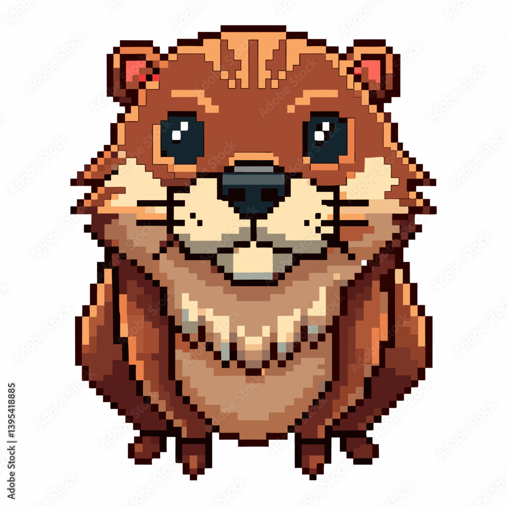 Fototapeta premium Cute Pixel Art Otter Illustration Adorable Animal Artwork for Digital Projects