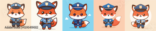 cute fox vector in police costume