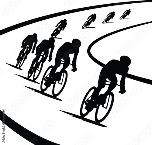 cycle racing silhouette vector art