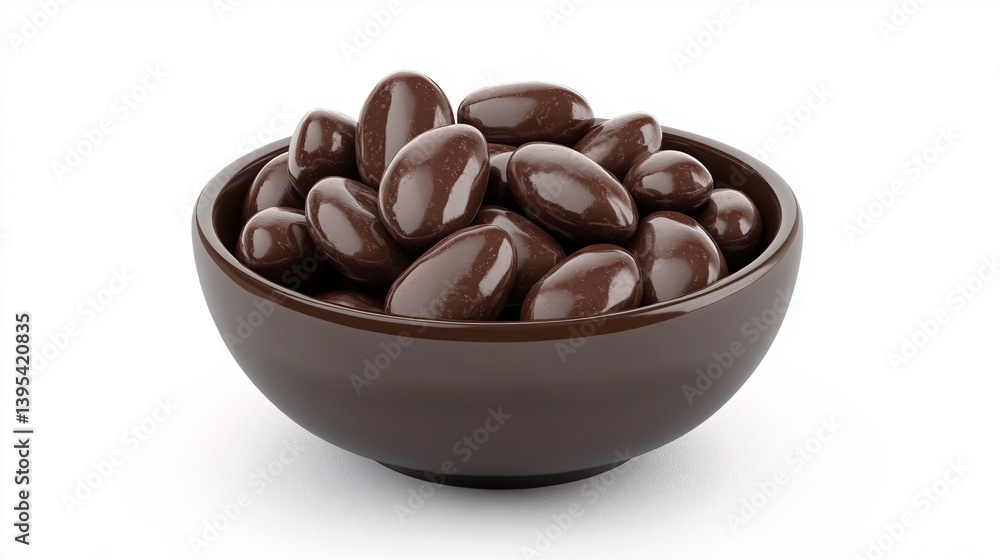 Delicious Chocolate Covered Almonds in a Bowl, Tasty Treats for Snacking or Desserts