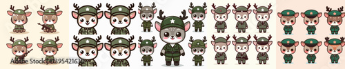 vector cute deer in soldier costume