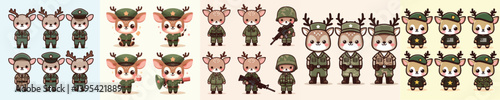 cute deer vector in soldier costume