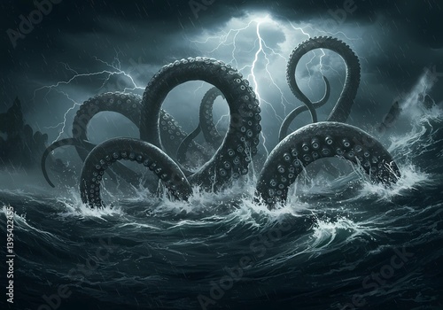 Kraken's Fury: A Stormy Sea Encounter