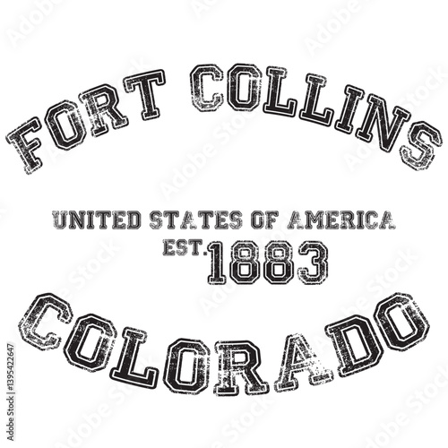 vintage college varsity colorado's fort collins city slogan emblem print with grunge effect for graphic tee t shirt or sweatshirt - vector
