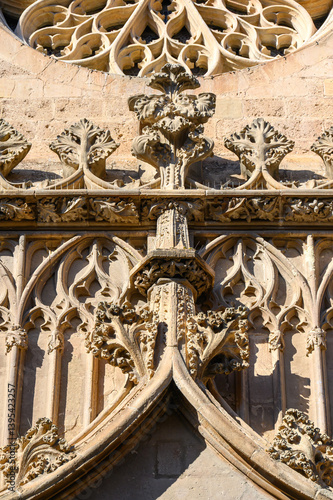 Close-up of intricate detail on the facade of the Cathedral Chur