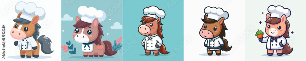 cute horse vector in chef costume cute horse vector in chef costume