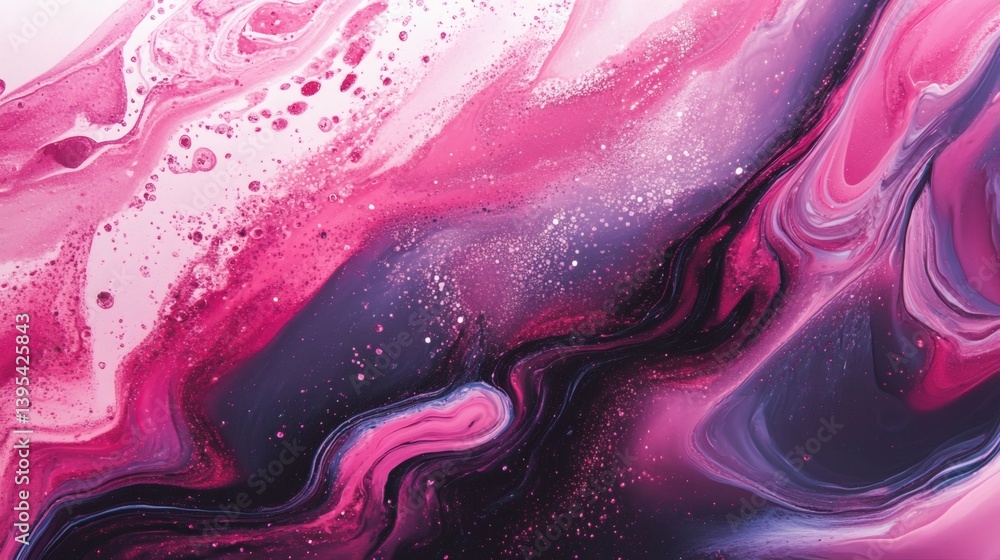 Obraz premium A vibrant abstract painting of swirling pink and purple hues.