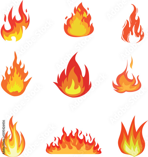 Vibrant Fire Flame Illustration in Warm Colors
