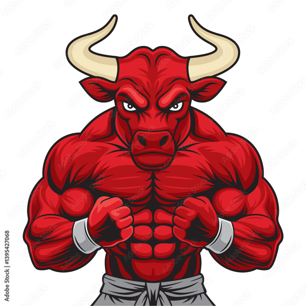 Fototapeta premium bull mascot vector illustration muscular bull design