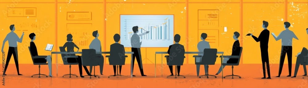 Fototapeta premium An engaged meeting where all participants are actively contributing