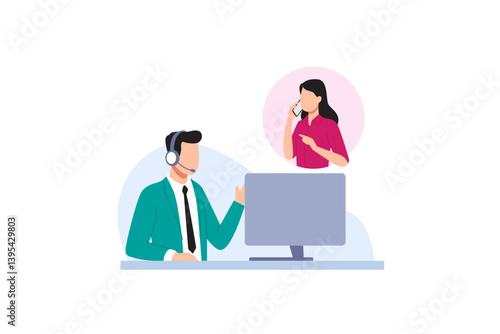 customer service online support flat illustration
