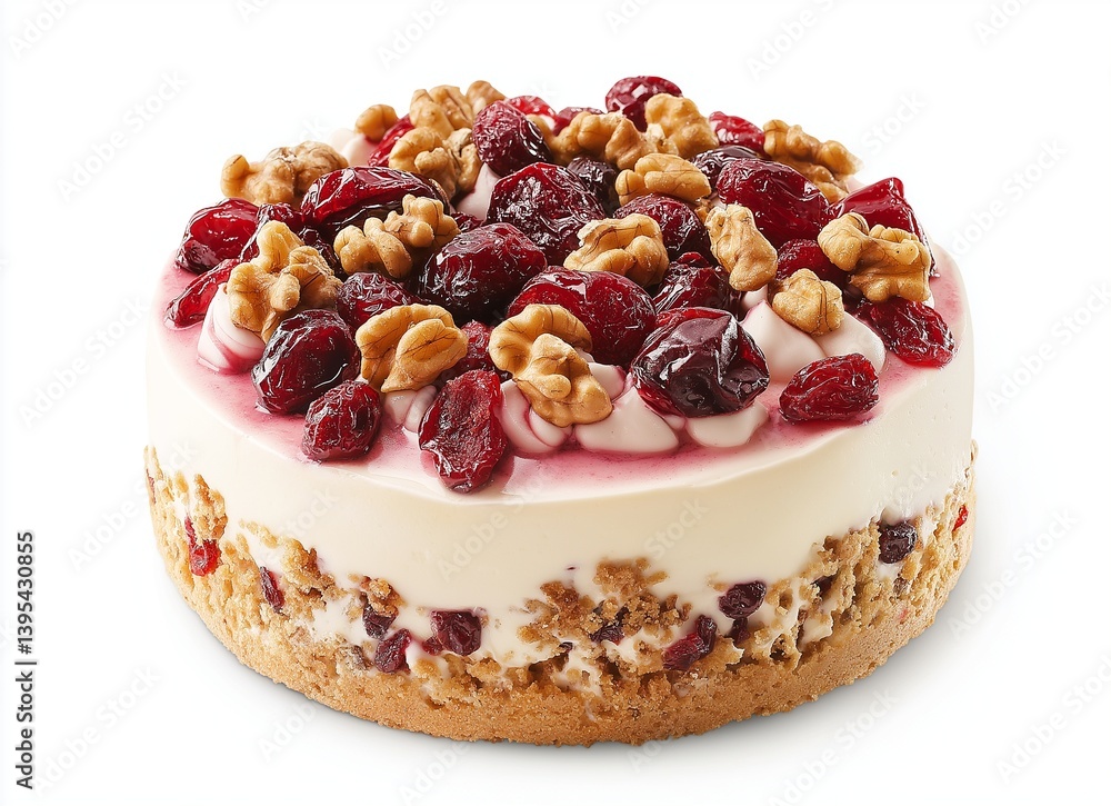 A fresh dessert, topped with walnuts and cranberries. A fresh dessert, topped with walnuts and cranberries.