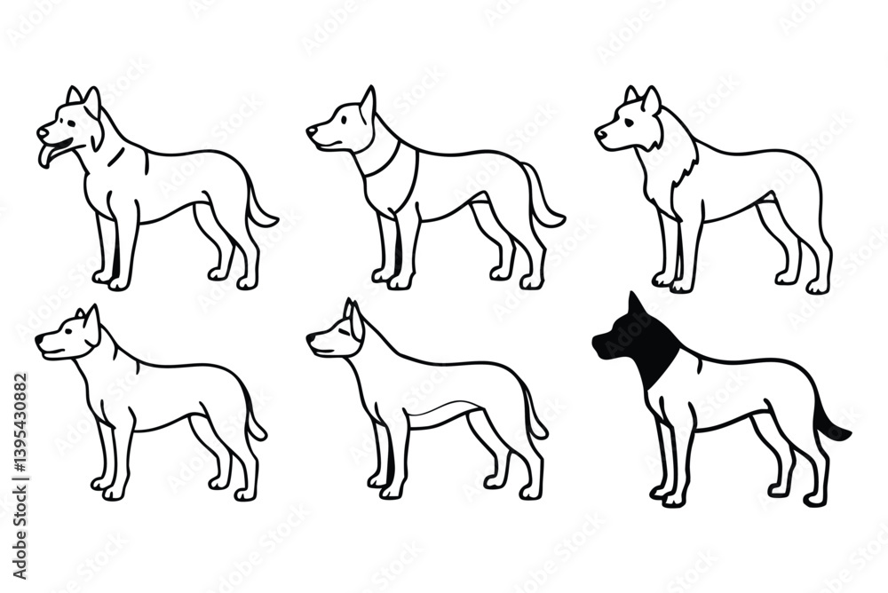 Set of dog line art Set of dog line art
