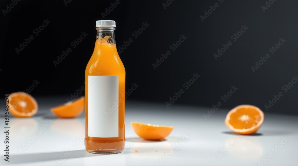 Fresh orange juice in a glass bottle Fresh orange juice in a glass bottle