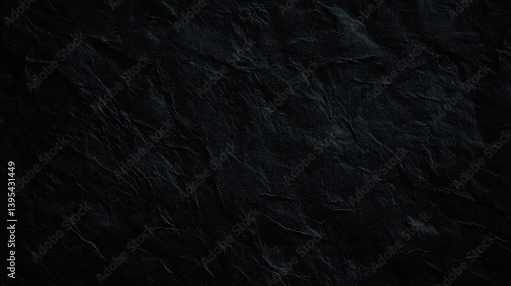Fototapeta premium Textured black paper with deep creases and folds creates dramatic backdrop