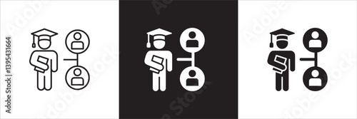 Business education icon. Business economy bachelor icons. Educated employee symbol. Icon symbol compatible for management, idea, scholar, scholarship, learning, study. Vector illustration