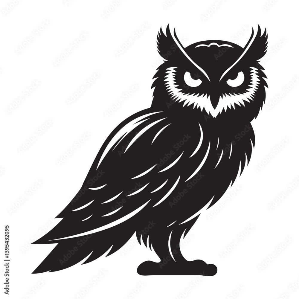 Obraz premium Midnight Owl in Flight Silhouette