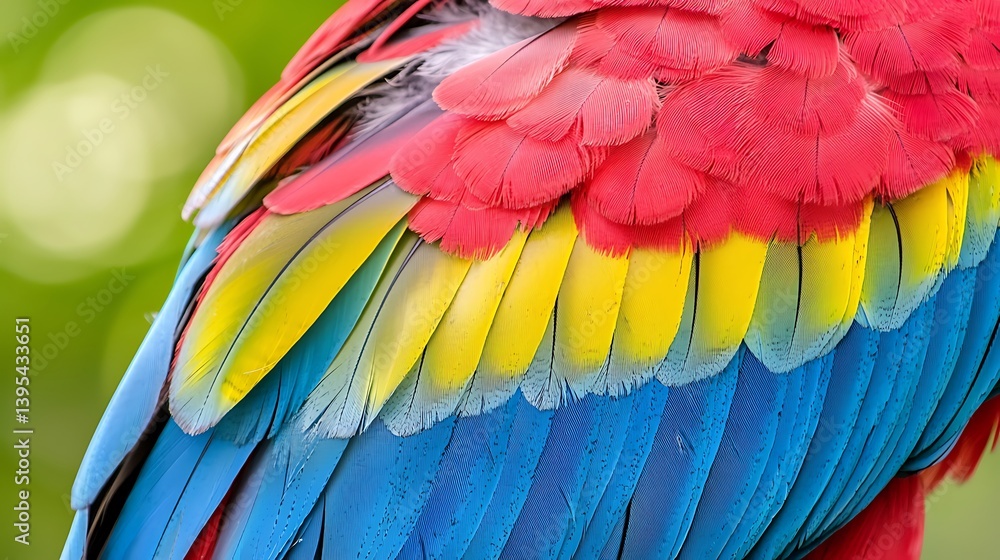 Obraz premium Vibrant Colors of a Macaw Feather Close-Up in Natural Habitat