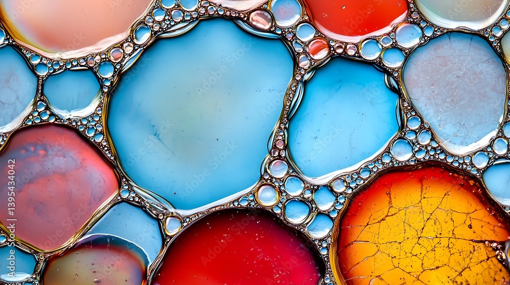 Colorful Abstract Bubbles and Circles in Liquid Background Colorful Abstract Bubbles and Circles in Liquid Background