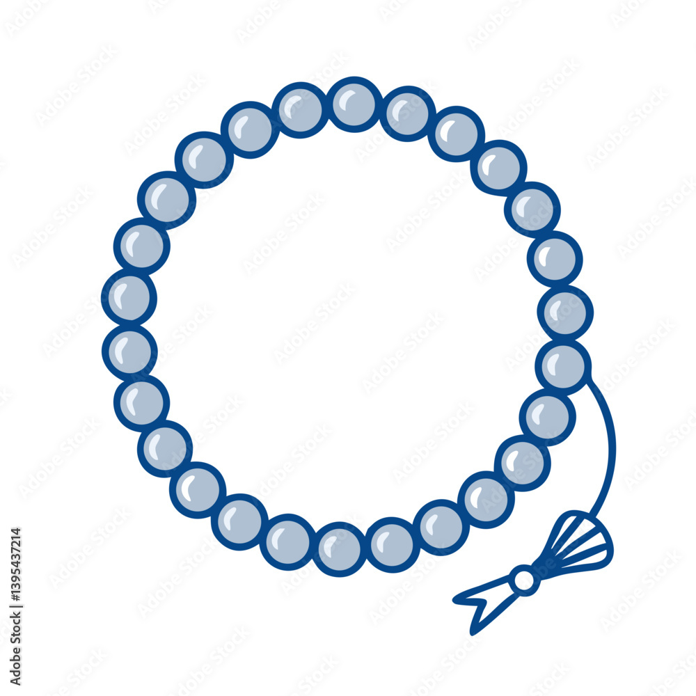 Obraz premium Outline Icon of Prayer Beads (Mala) in a Circle 