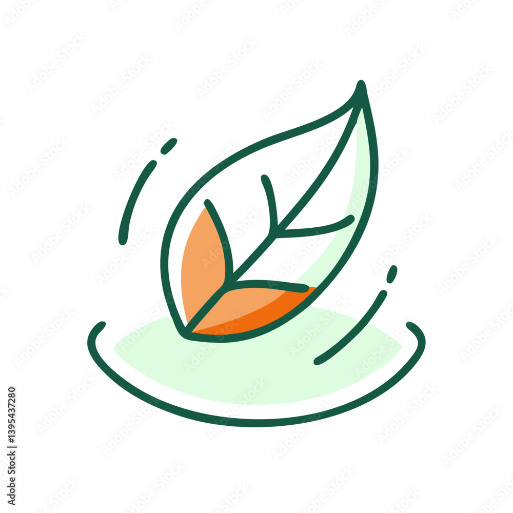 Naklejka premium Simple leaf icon falling on serene background