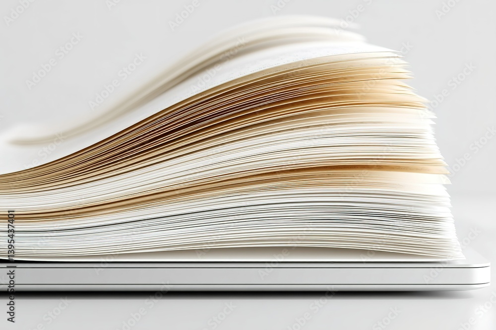 Stack of papers arranged neatly on a clean desk, showcasing different shades of white and cream in a well-lit workspace Stack of papers arranged neatly on a clean desk, showcasing different shades of white and cream in a well-lit workspace