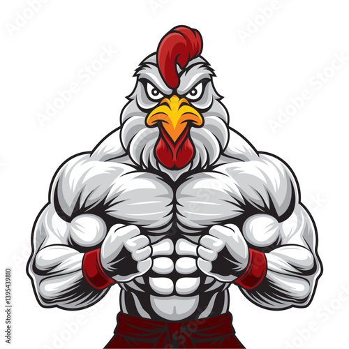chicken mascot vector illustration muscular chicken design